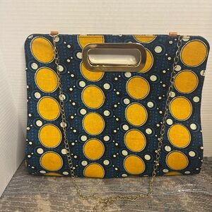 Chic Blue and Yellow Patterned Handbag
